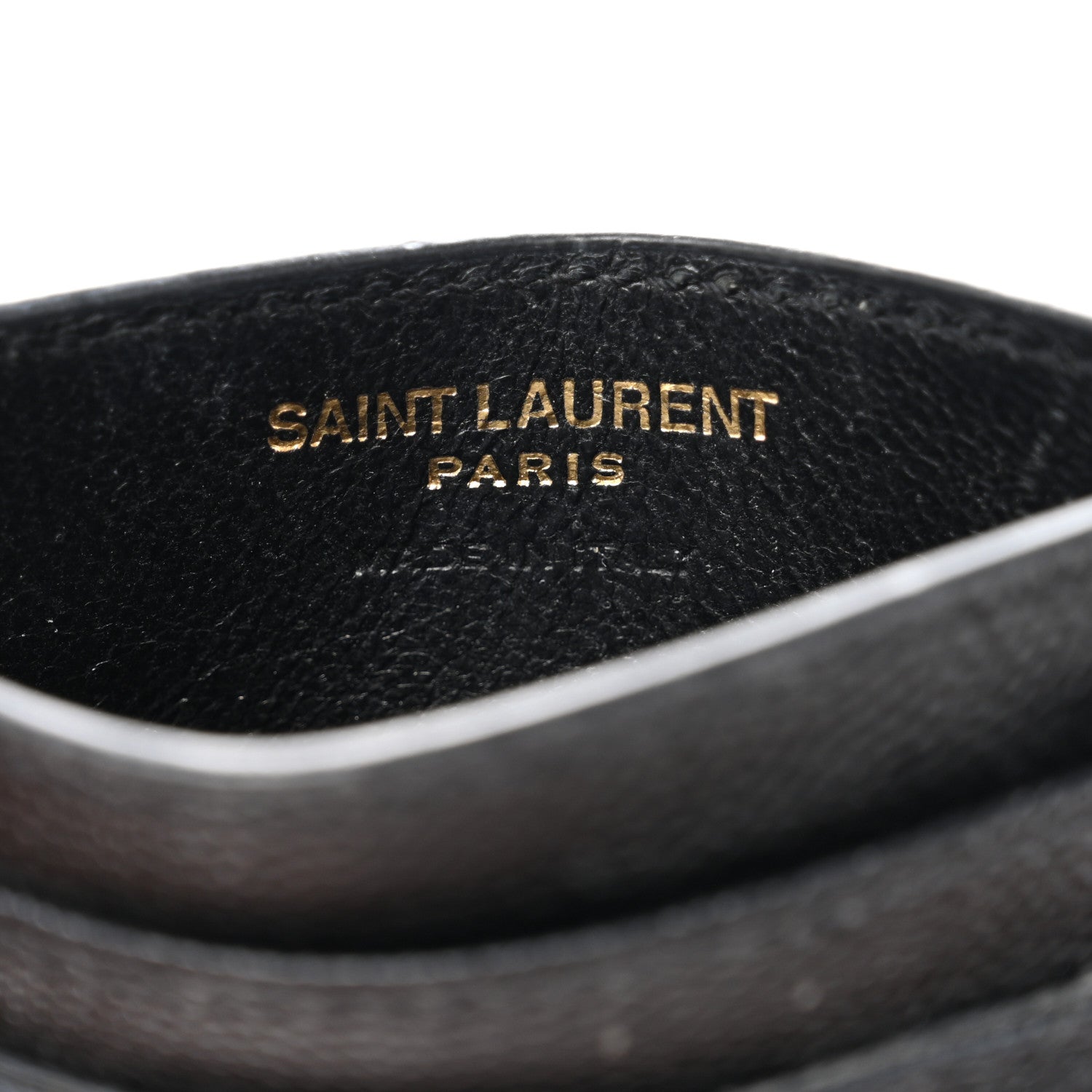 Saint Laurent Grain De Poudre Matelasse Chevron Monogram Credit Card Case Black 6 of 7