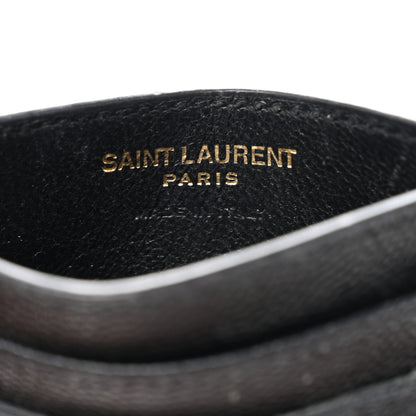 Saint Laurent Grain De Poudre Matelasse Chevron Monogram Credit Card Case Black 6 of 7