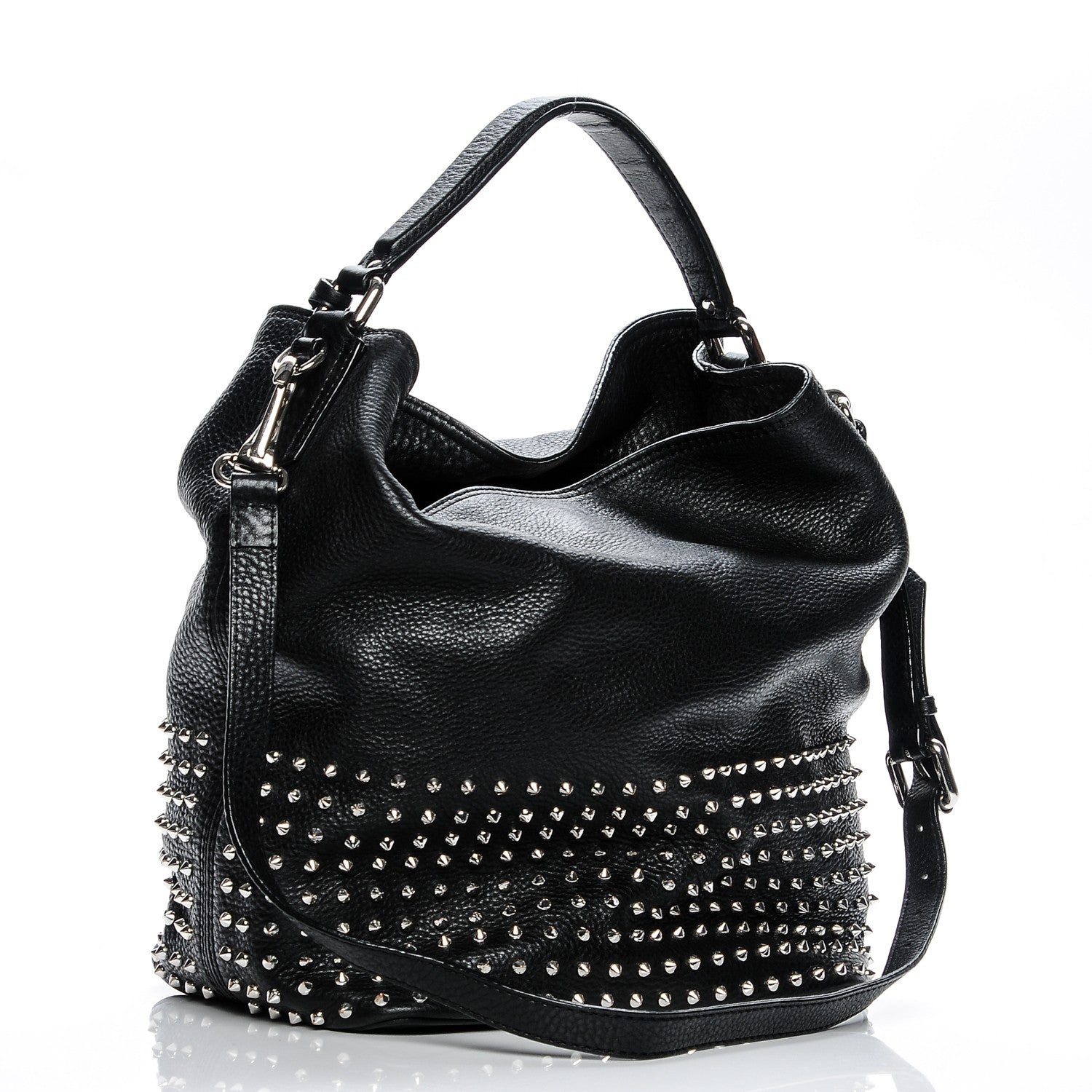 Burberry Calfskin Studded Medium Susanna Hobo Black 3 of 9