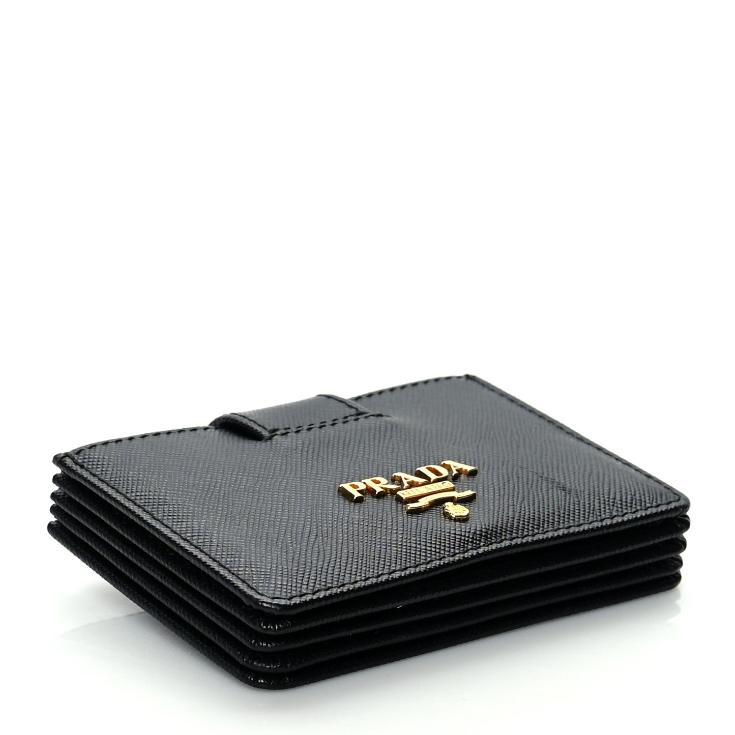 Saffiano Metal Gusseted Card Holder Black