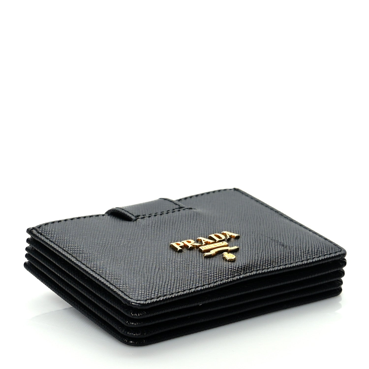 Prada Saffiano Metal Gusseted Card Holder Black 4 of 6
