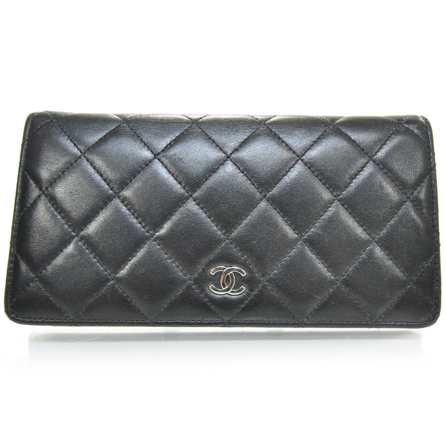 Lambskin Quilted Yen Wallet Black
