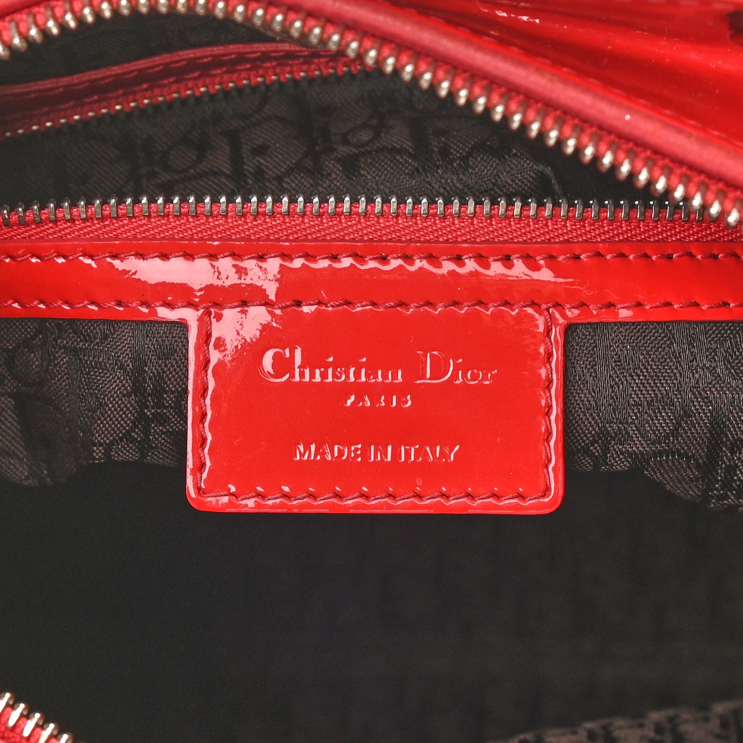 Patent Cannage Large Lady Dior Red