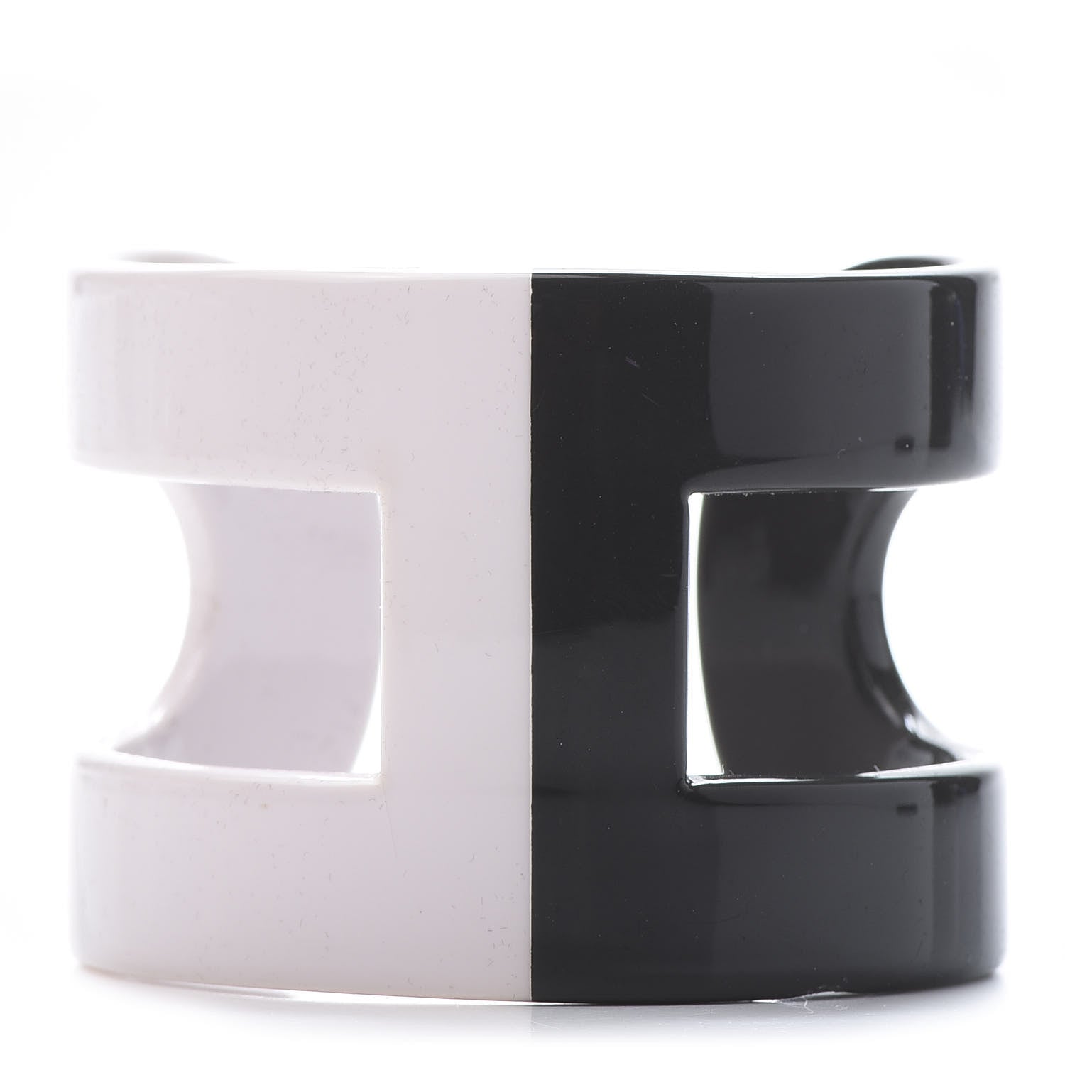 Hermes Lacquered Wood Ano Bracelet PM White Etain 1 of 8