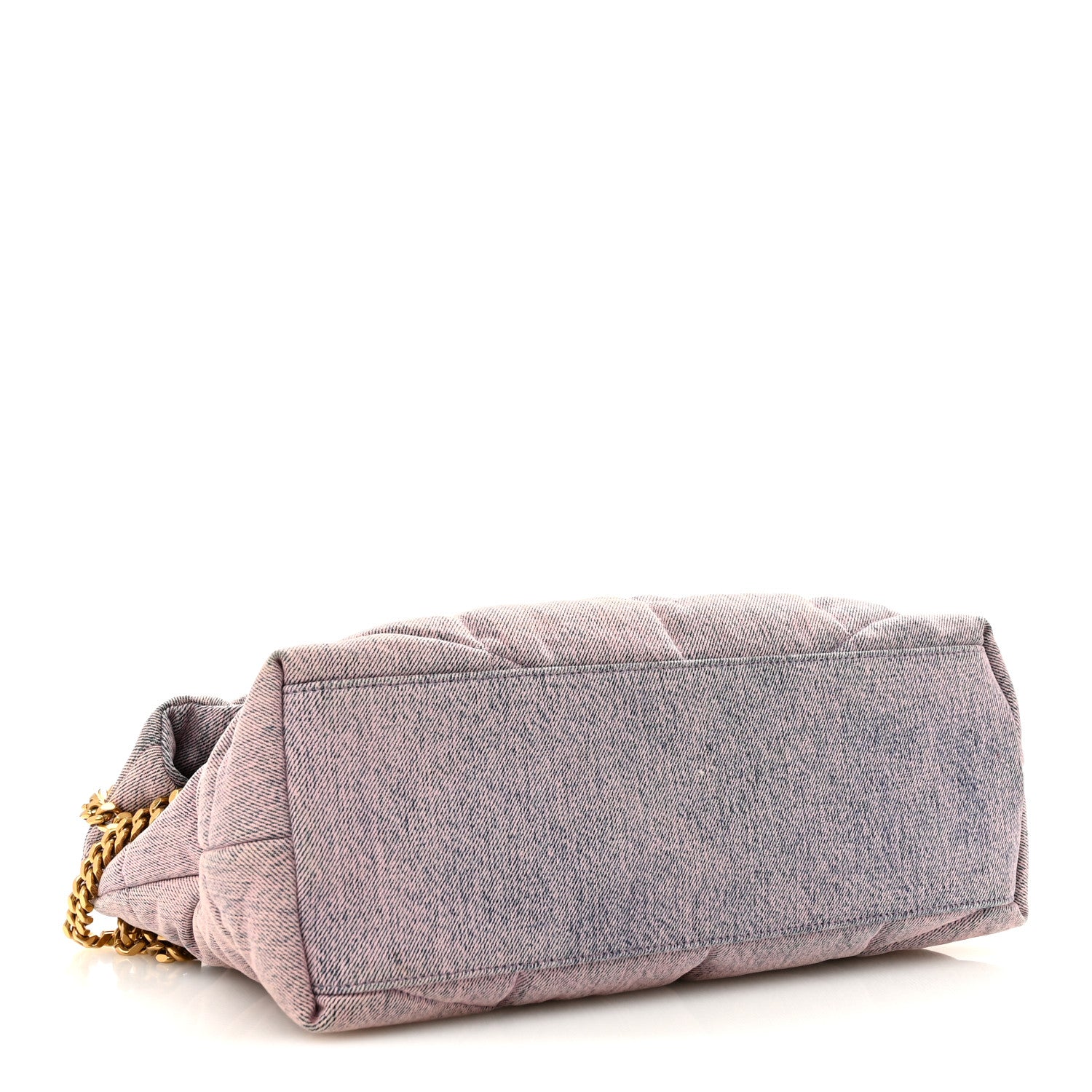 Saint Laurent Denim Quilted Medium Loulou Puffer Monogram Chain Satchel Bleached Lilac 4 of 11