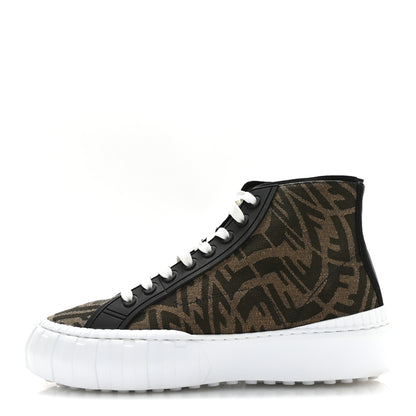 Fendi X SARAH COLEMAN Fabric Jacquard FF Vertigo Mens Fendi Force High Top Sneakers 8 Tobacco Black 1 of 9