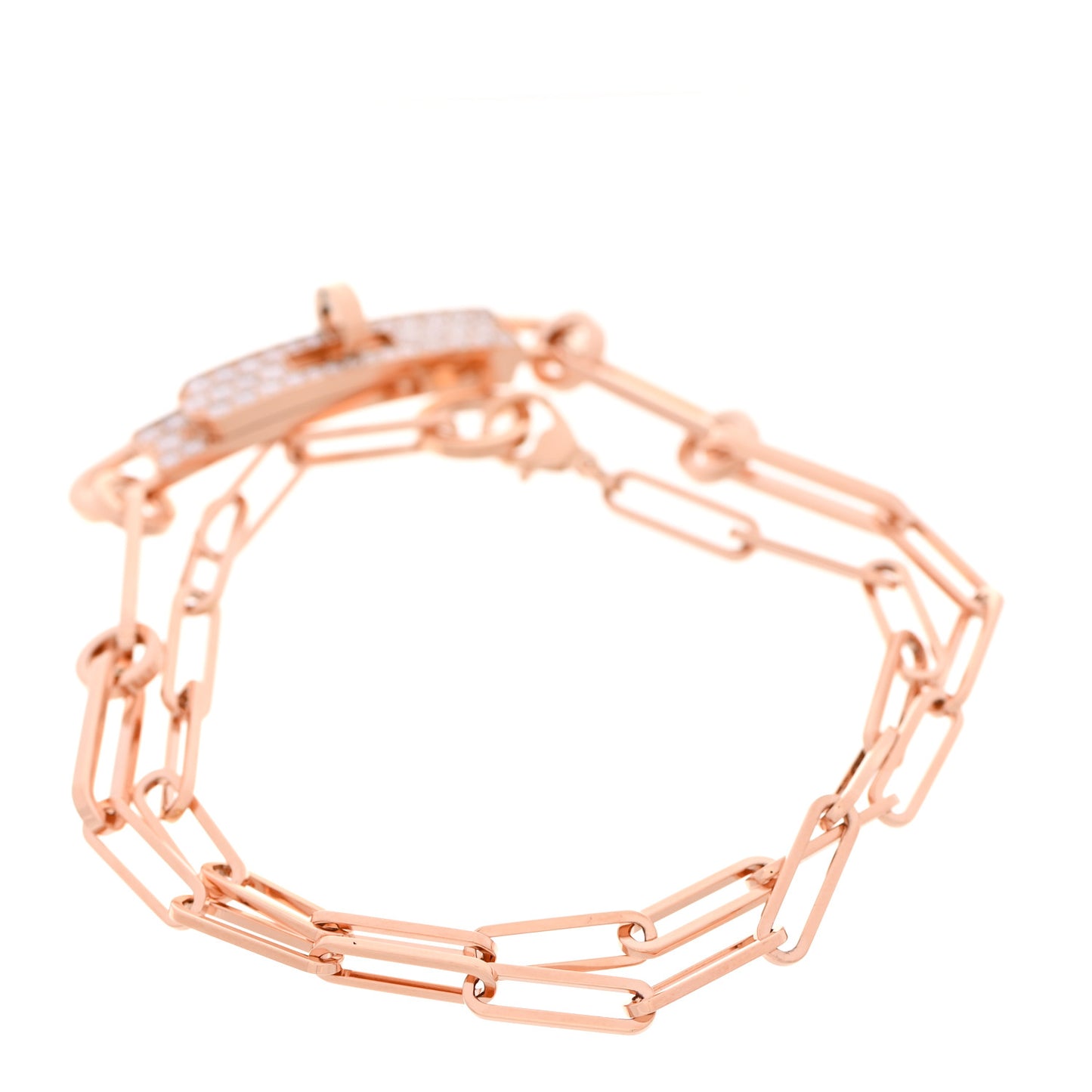 18K Rose Gold Diamond Pave Kelly Chaine Choker Necklace