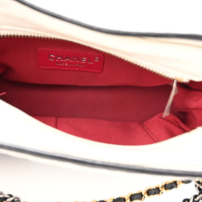 Chanel Aged Calfskin Quilted Small Gabrielle Hobo Black White 5 of 12