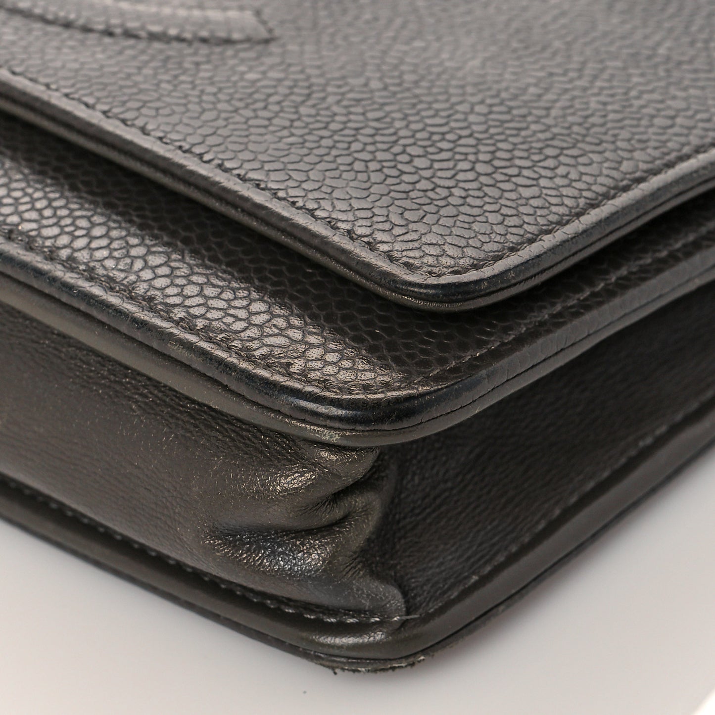 Metallic Caviar Timeless CC Wallet On Chain WOC Dark Silver