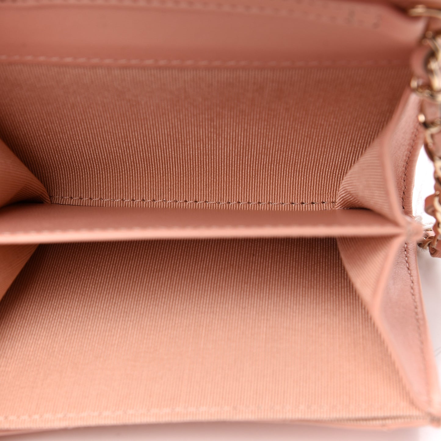 Lambskin Quilted Flap Card Holder On Chain Light Pink