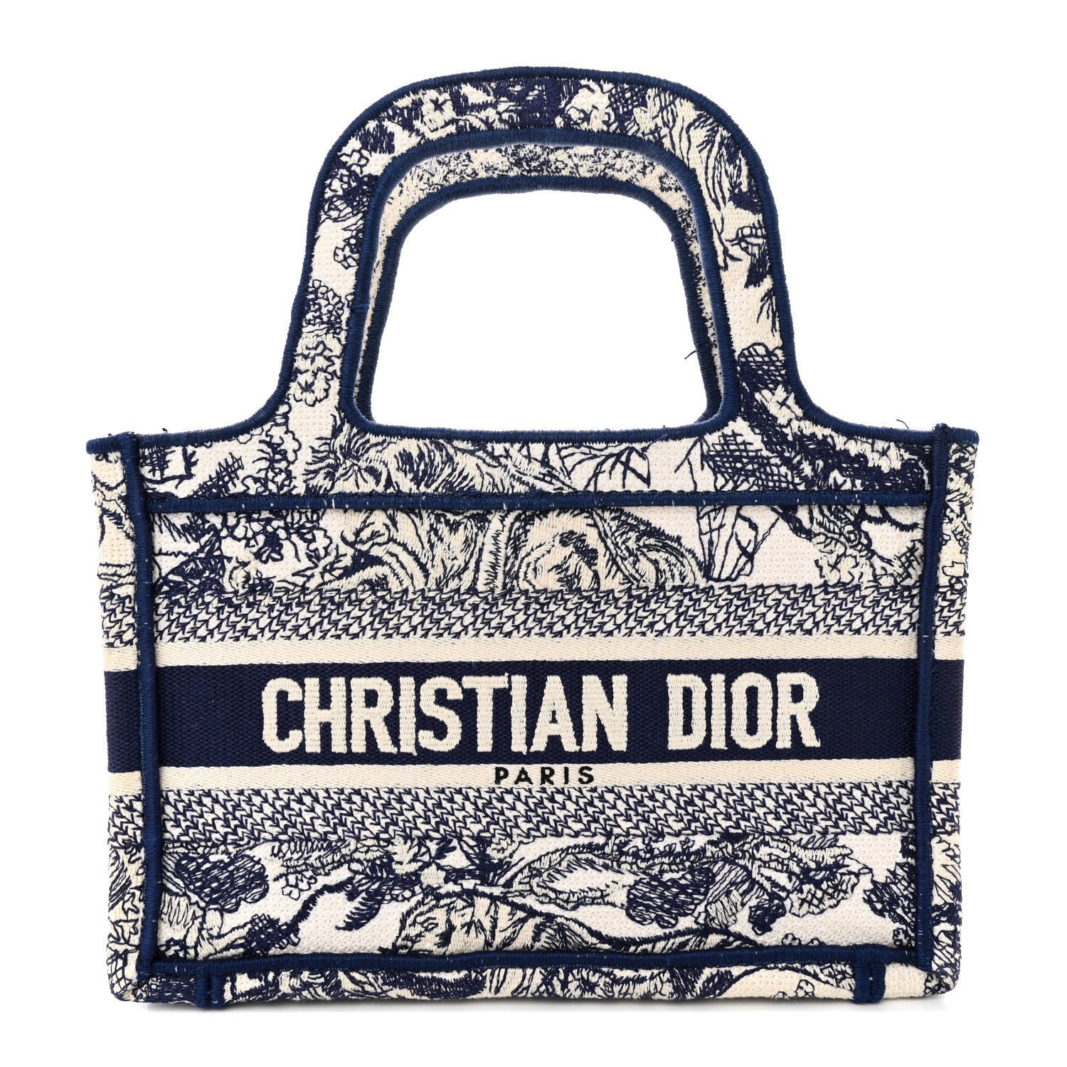 Christian Dior Canvas Embroidered Mini Toile De Jouy Book Tote Blue 1 of 14