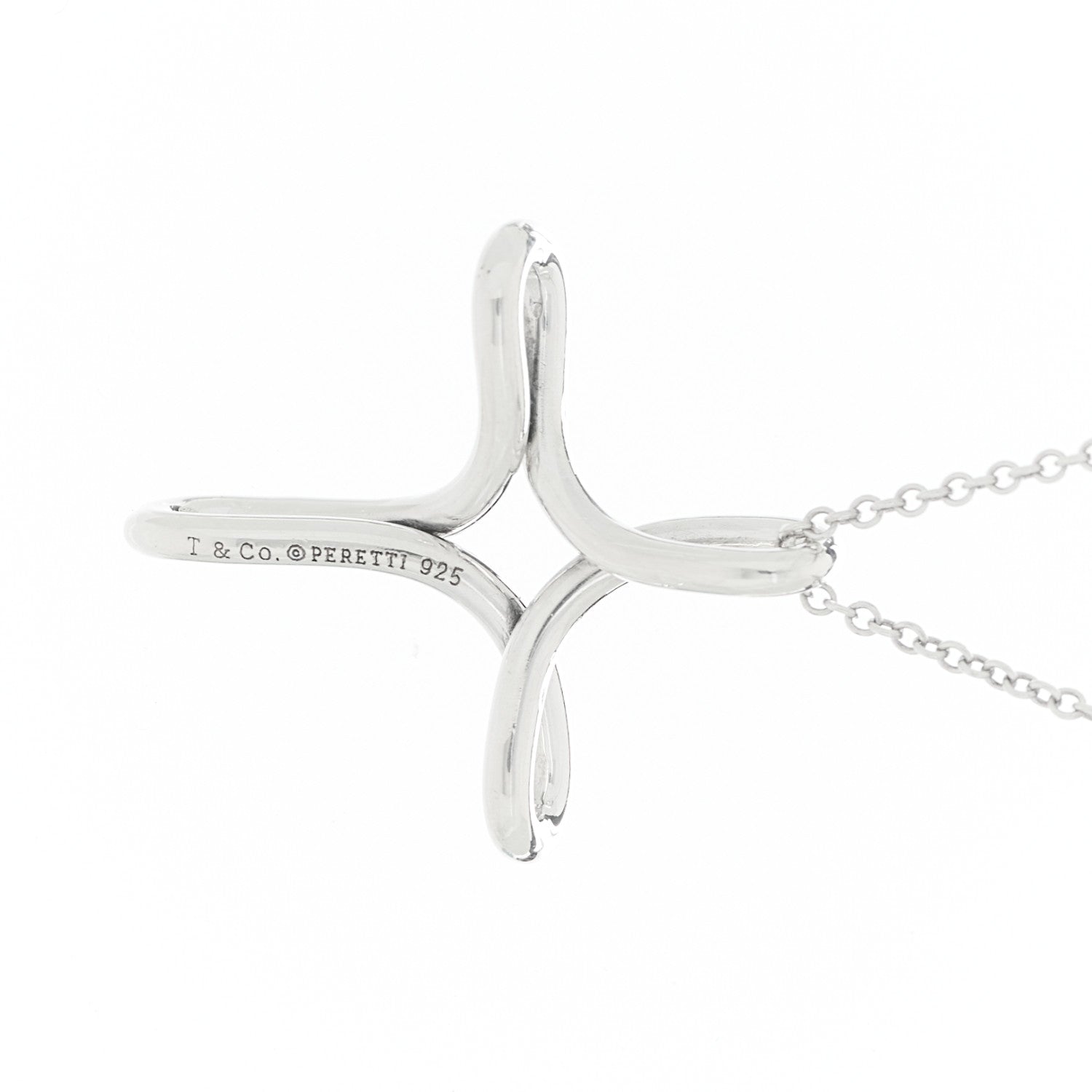 Tiffany Sterling Silver Elsa Peretti Infinity Cross Pendant Necklace 6 of 7