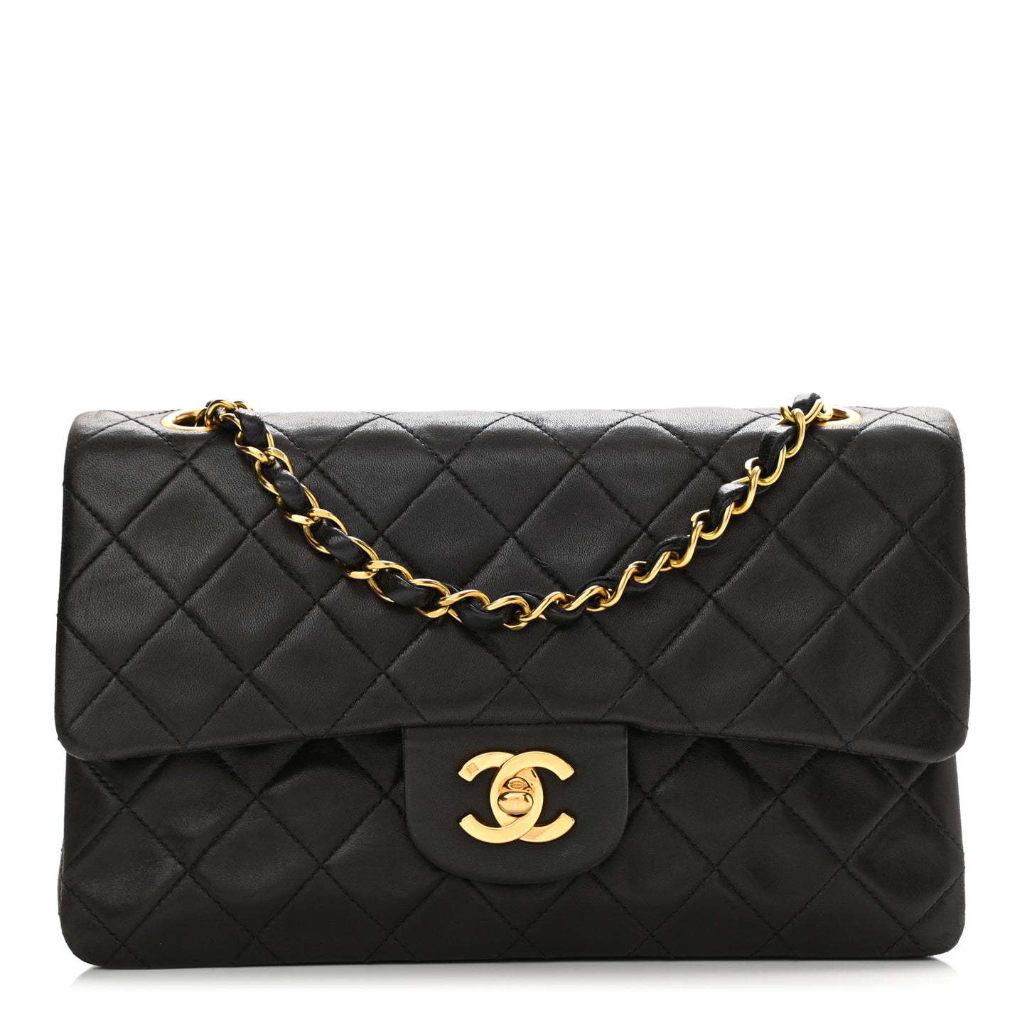 Lambskin Quilted Small Double Flap Black