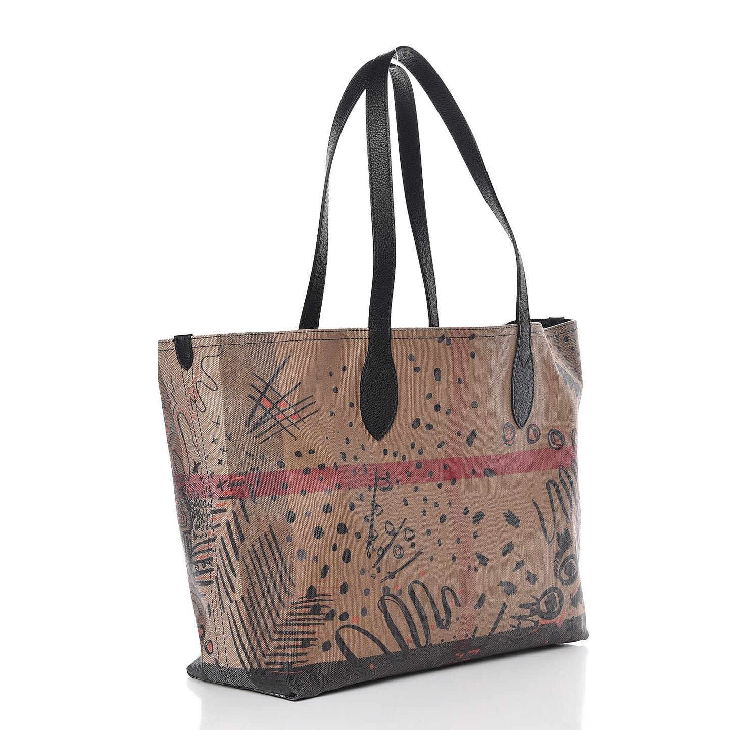 Coated Canvas Mega Check Medium Doodle Tote Black