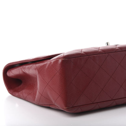 Chanel Caviar Quilted Jumbo Single Flap Bijoux Chain Red 6 of 21