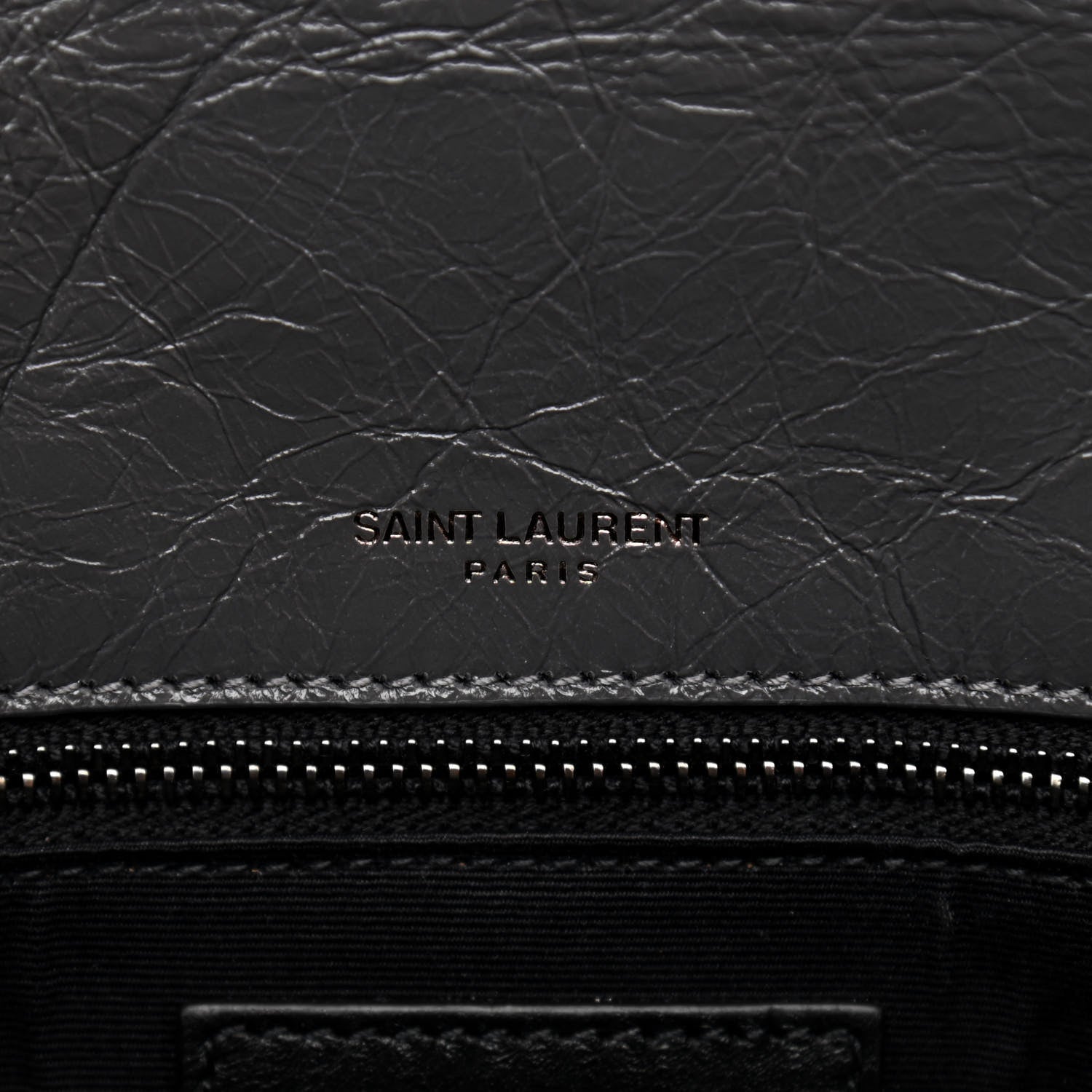Saint Laurent Crinkled Calfskin Matelasse Monogram Medium Niki Chain Satchel Storm 5 of 10