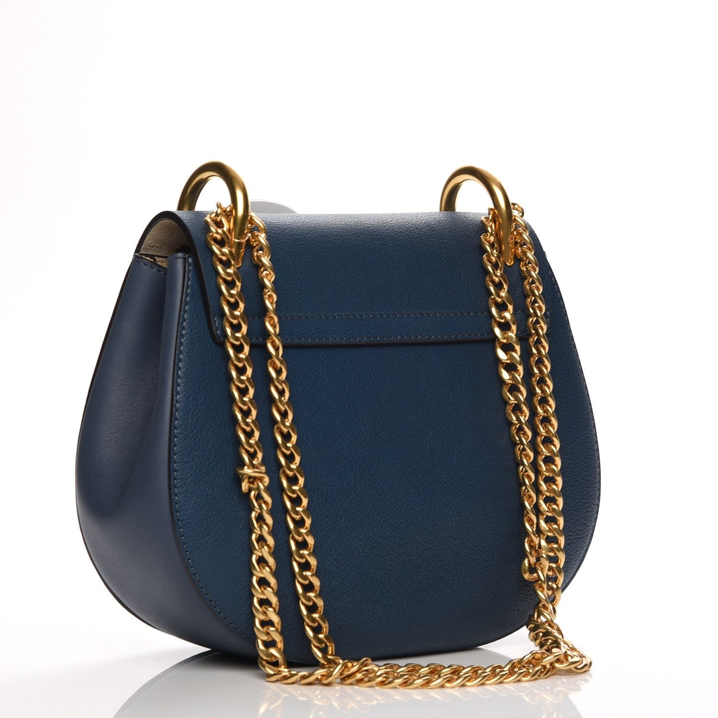 Grained Lambskin Drew Shoulder Bag Denim Blue