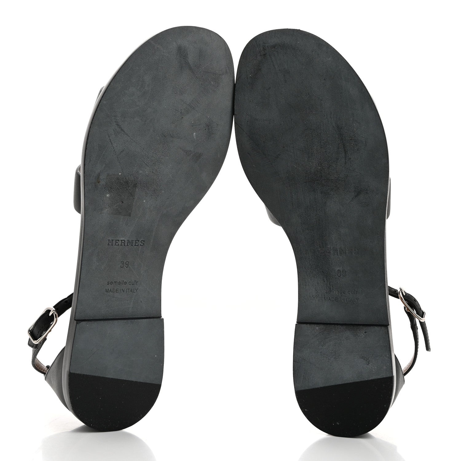 Hermes Calfskin Santorini Sandals 39 Black 5 of 8
