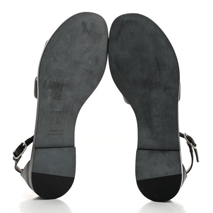 Hermes Calfskin Santorini Sandals 39 Black 5 of 8