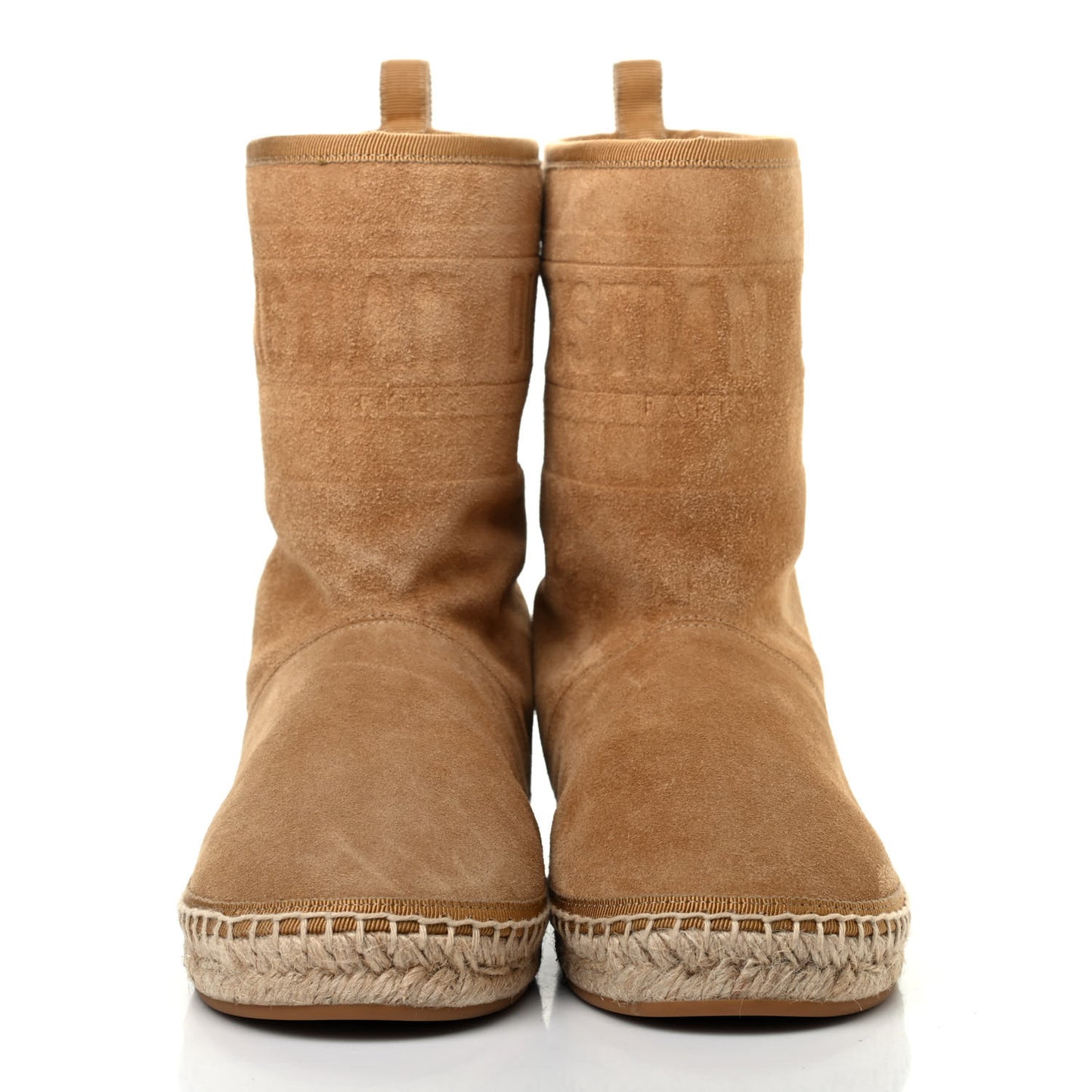 Calfskin Suede Shearling Granville Espadrille Boots 36 Natural