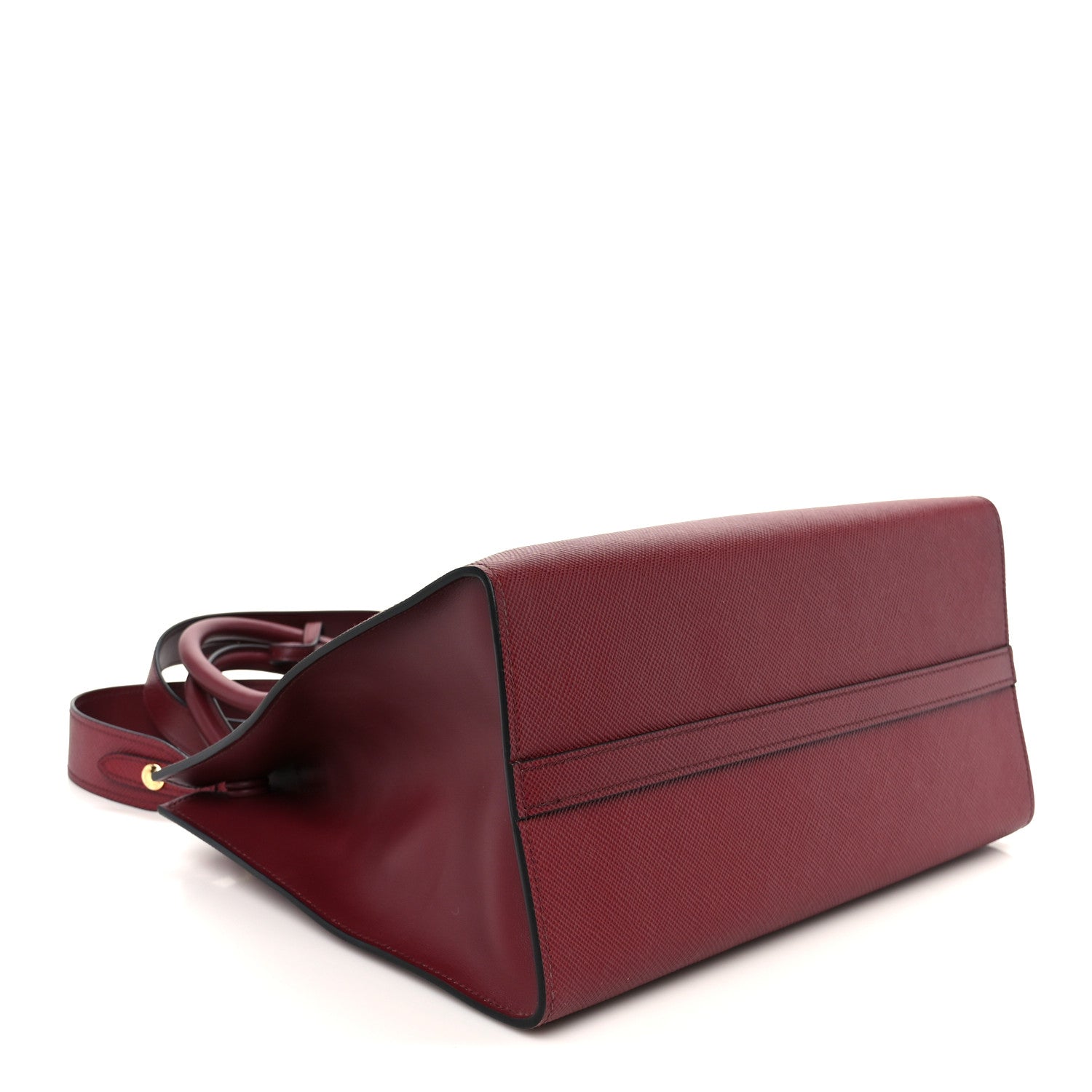 Prada Saffiano Cuir Calfskin Medium Monochrome Top Handle Tote Cerise 4 of 11