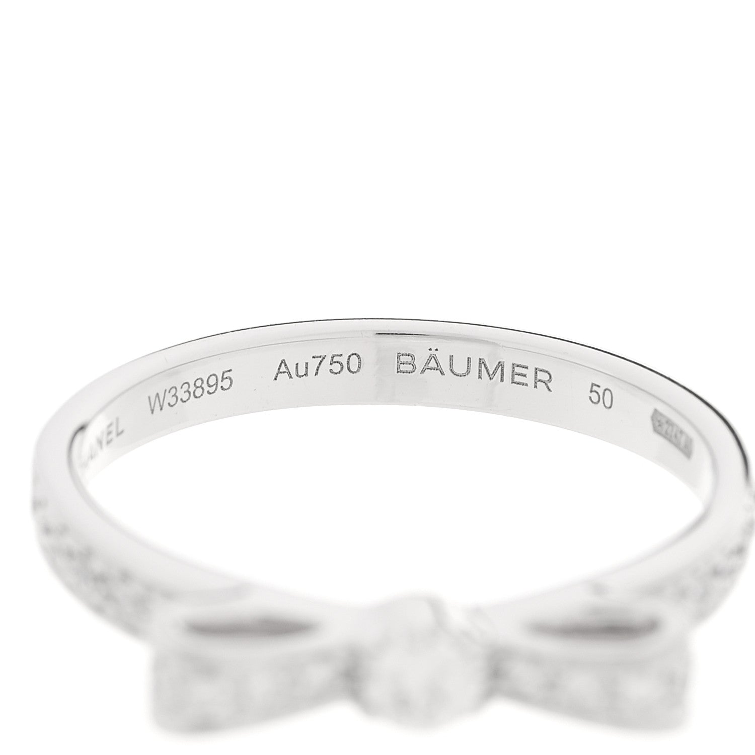 Chanel 18K White Gold Diamond Ruban Ring 50 5.25 6 of 7