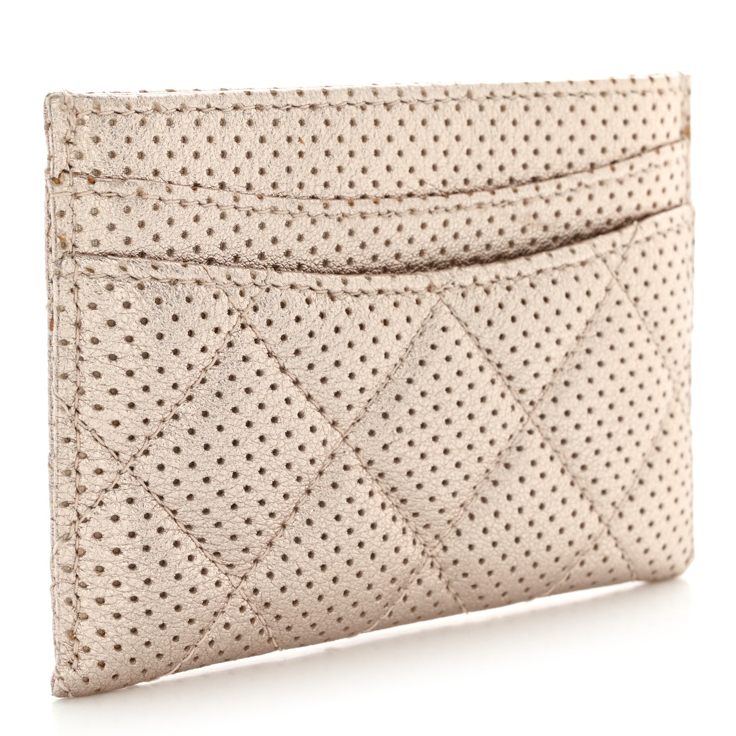 Metallic Calfskin Pixel Effect Card Holder Pink