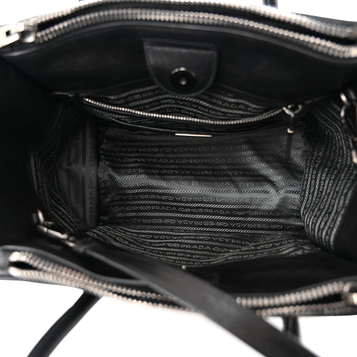 Glace Calf Small Twin Pocket Tote Black