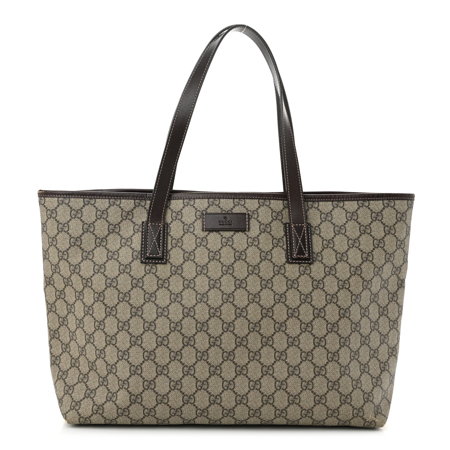 Gucci GG Supreme Monogram Medium Zippered Shopping Tote Dark Brown 1 of 13