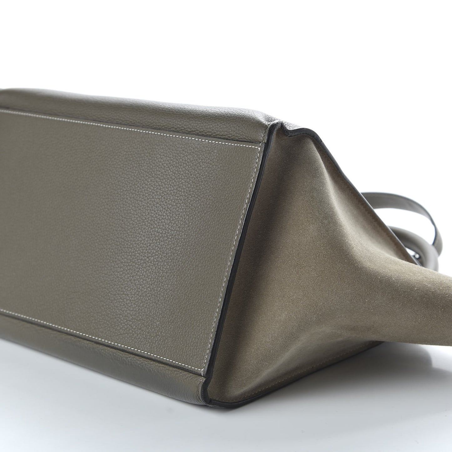 Drummed Calfskin Suede Medium Trapeze Souris