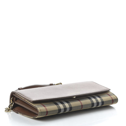 Burberry Calfskin Horseferry Check Henley Wallet On Chain Tan 4 of 9
