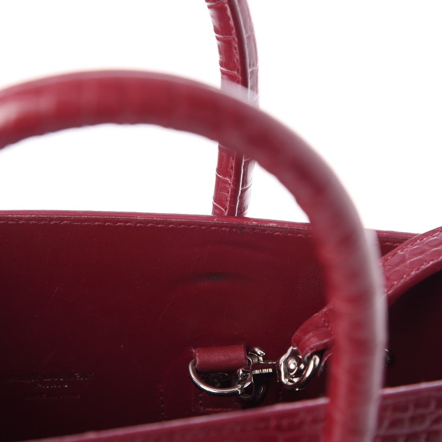 Calfskin Crocodile Embossed Small Sac De Jour Rouge