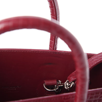 Saint Laurent Calfskin Crocodile Embossed Small Sac De Jour Rouge 10 of 13