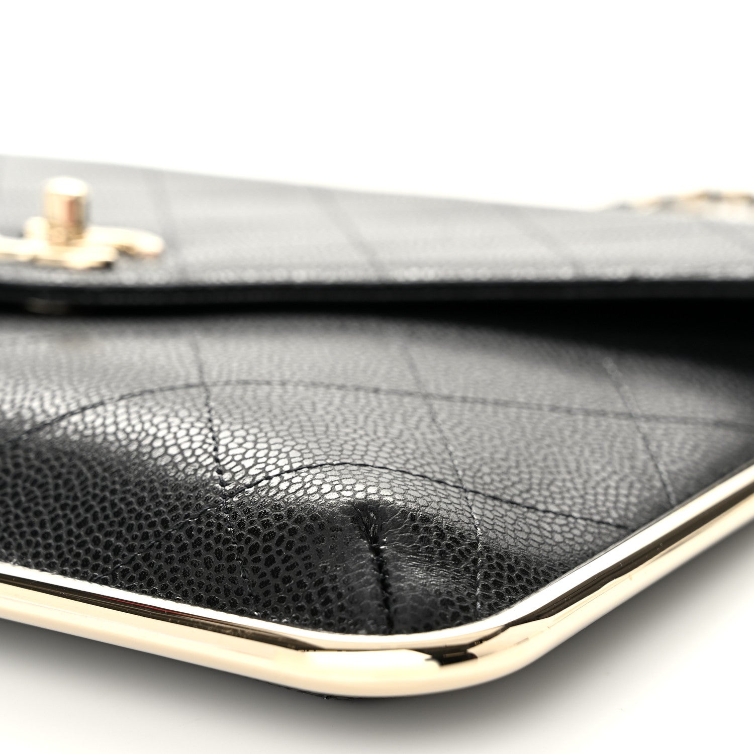 Chanel Grained Calfskin Envelope Clutch With Chain WOC Black 10 of 11