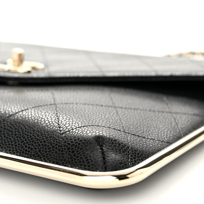 Chanel Grained Calfskin Envelope Clutch With Chain WOC Black 10 of 11