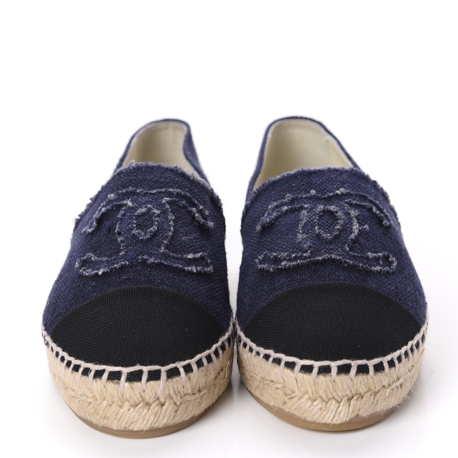 Chanel Linen CC Espadrilles 37 Blue Black 2 of 11