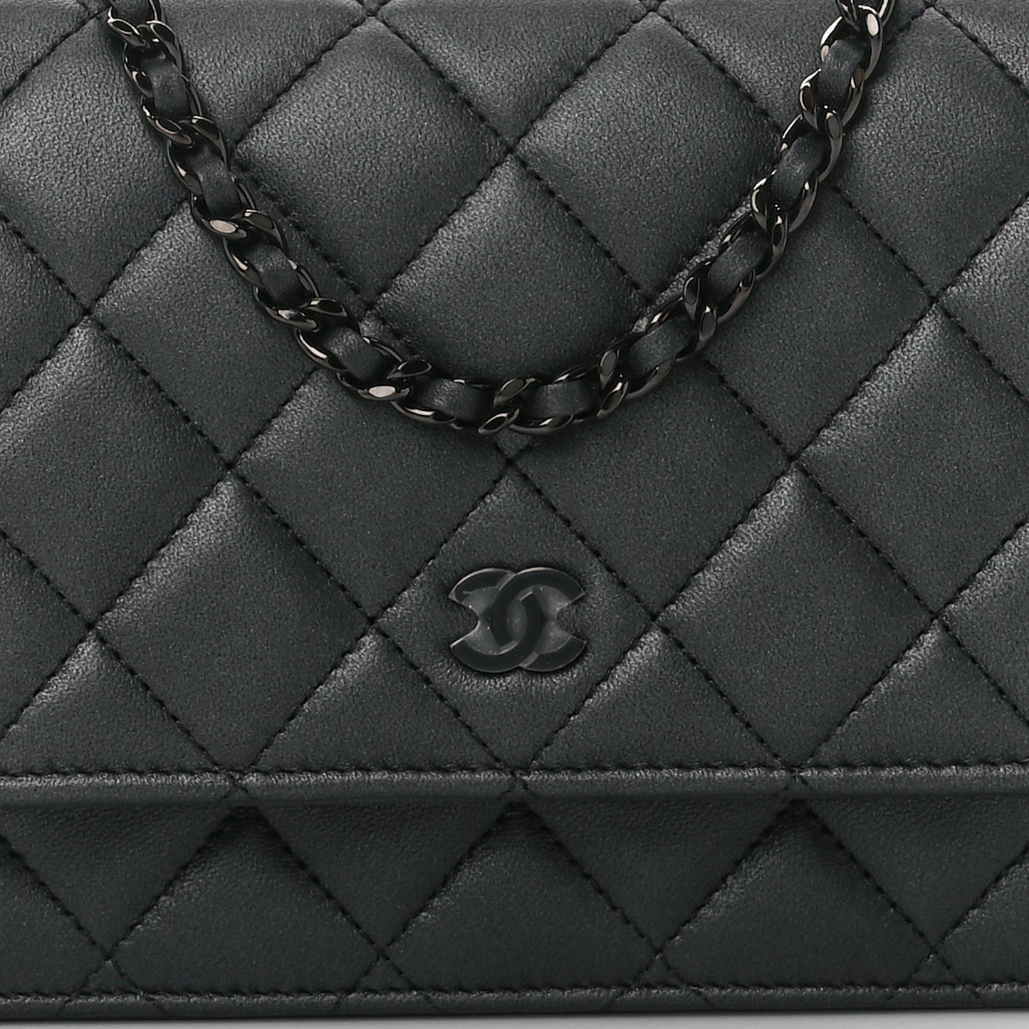 Lambskin Quilted Wallet On Chain WOC So Black