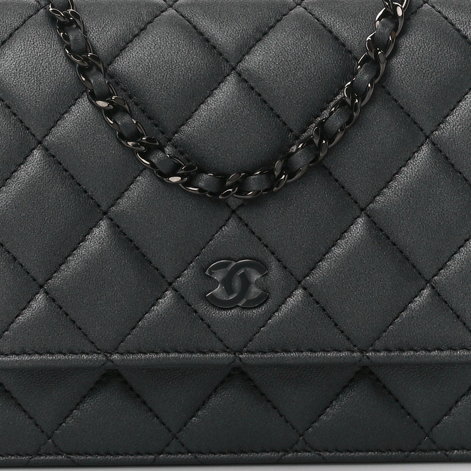 Chanel Lambskin Quilted Wallet On Chain WOC So Black 9 of 12