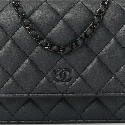 Chanel Lambskin Quilted Wallet On Chain WOC So Black 9 of 12