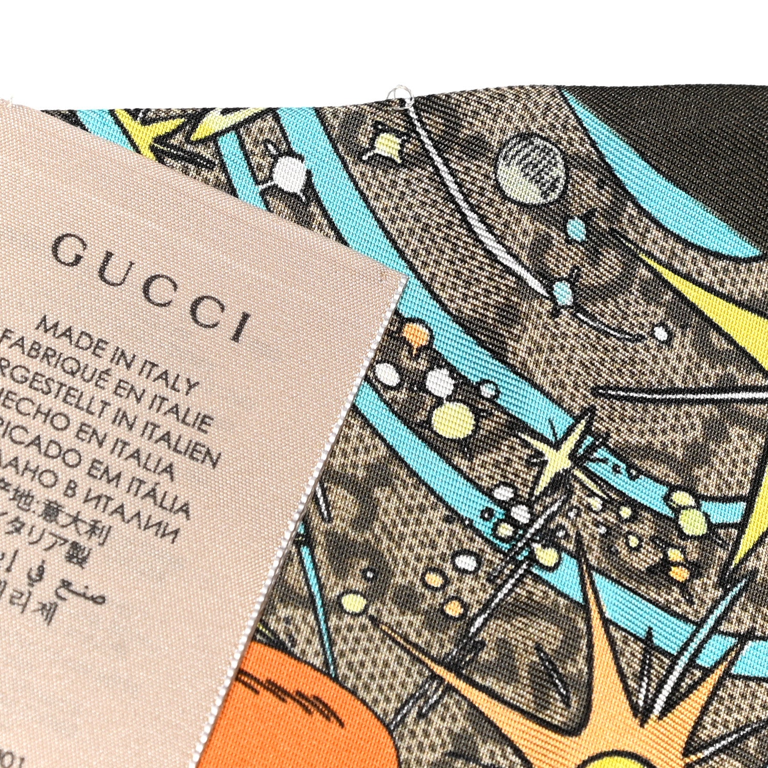 Gucci X DISNEY Silk Twill Donaldino Neck Bow Scarf Beige Sky Blue 4 of 4