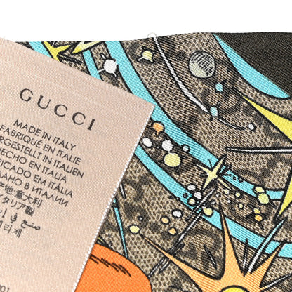 Gucci X DISNEY Silk Twill Donaldino Neck Bow Scarf Beige Sky Blue 4 of 4