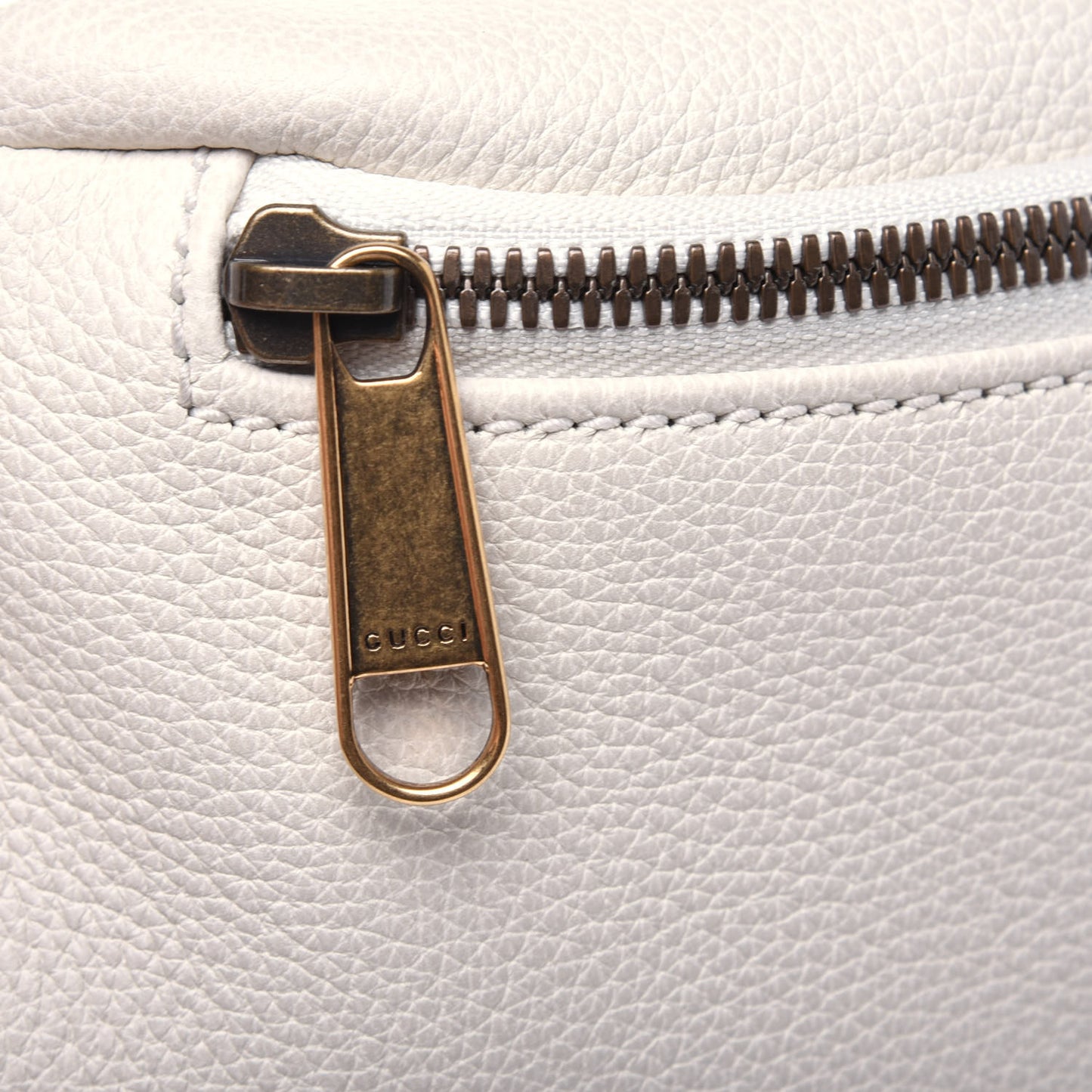 Grained Calfskin Logo Belt Bag White