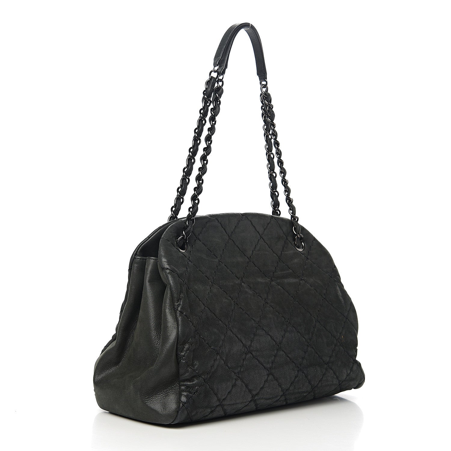 Chanel Iridescent Calfskin Quilted Large Just Mademoiselle Dark Grey 2 of 8