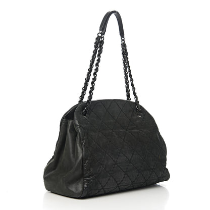 Chanel Iridescent Calfskin Quilted Large Just Mademoiselle Dark Grey 2 of 8