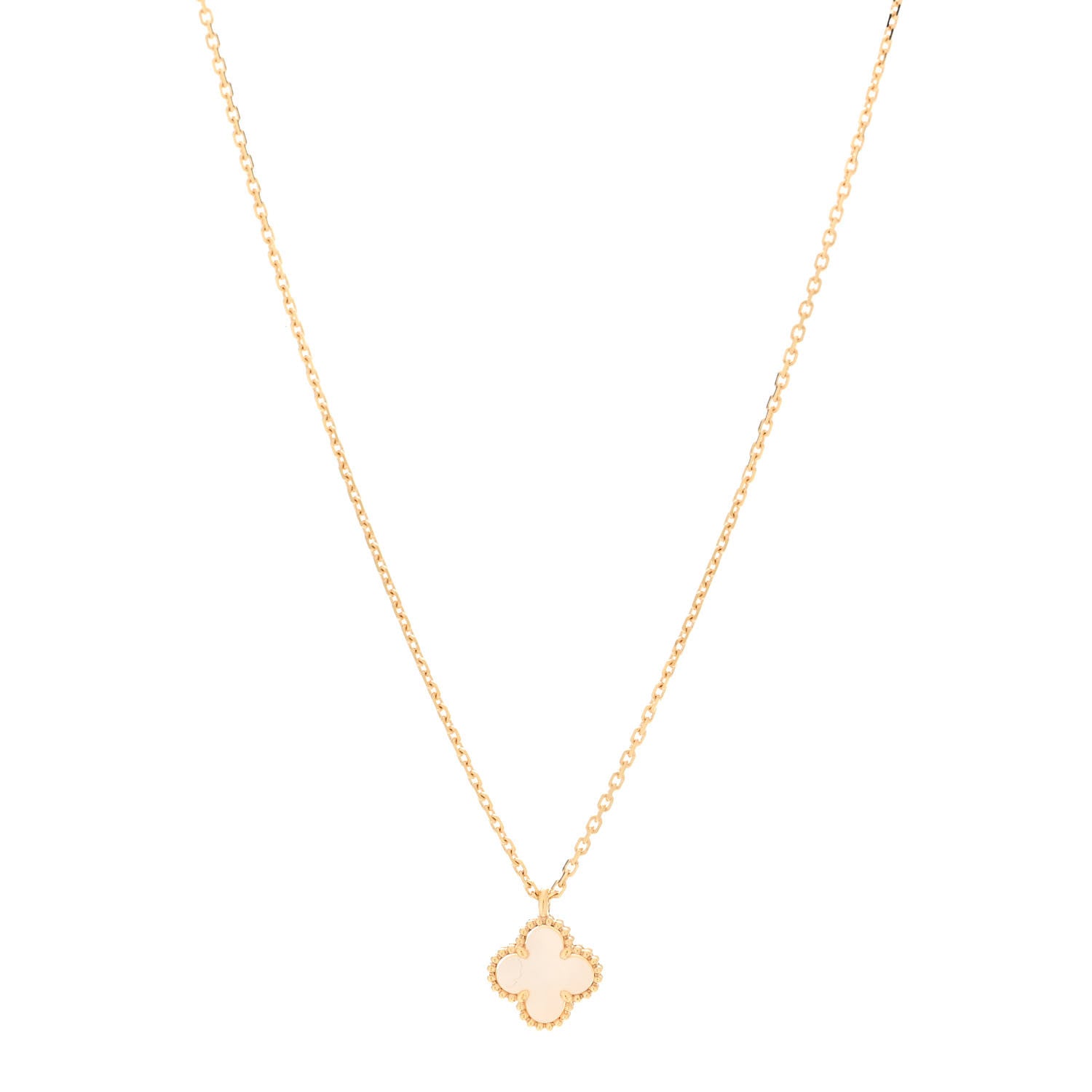 Van Cleef & Arpels 18K Yellow Gold Mother of Pearl Sweet Alhambra Pendant Necklace 1 of 4