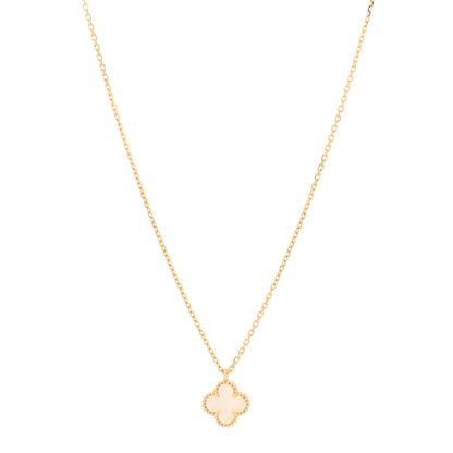 Van Cleef & Arpels 18K Yellow Gold Mother of Pearl Sweet Alhambra Pendant Necklace 1 of 4
