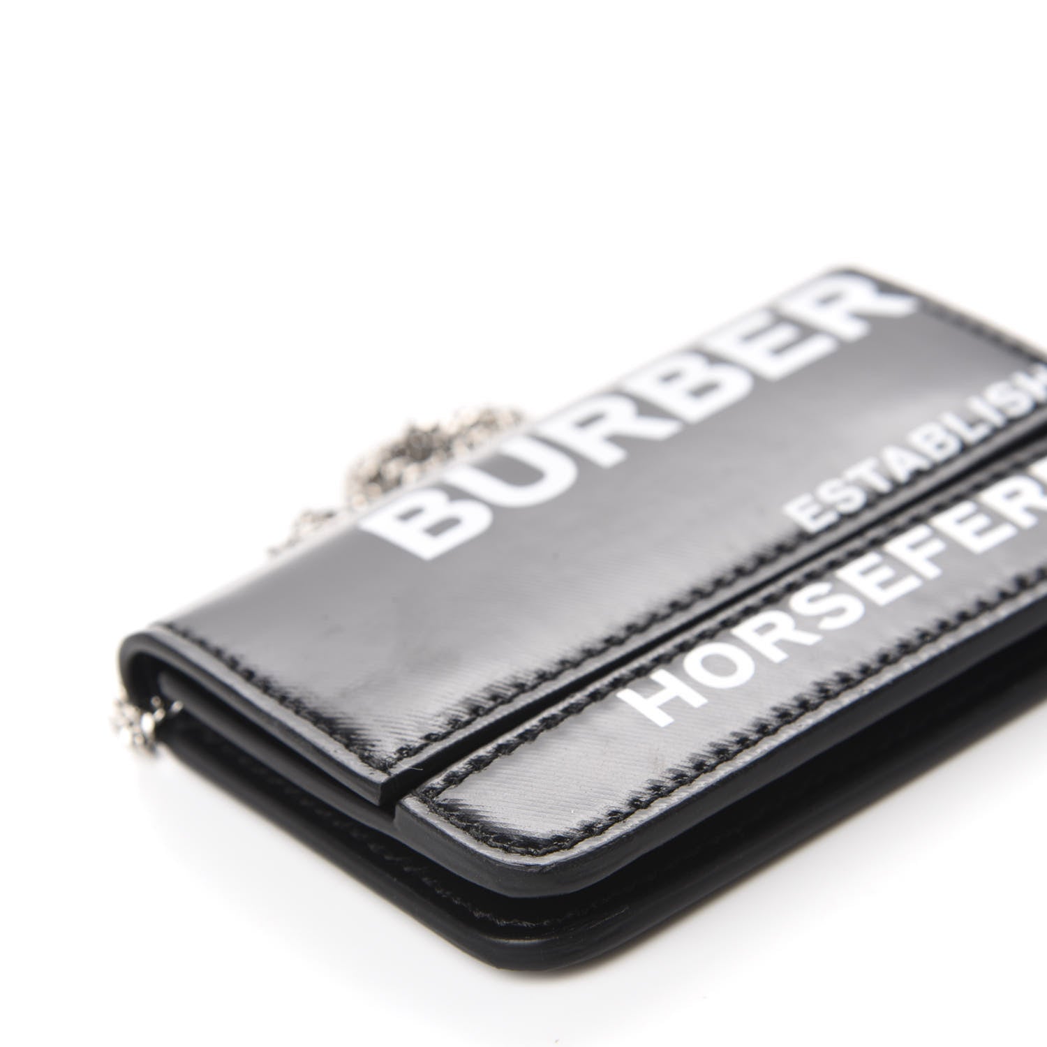 Burberry Coated Canvas Horseferry Print Mini Jody Chain Card Case Black 6 of 10