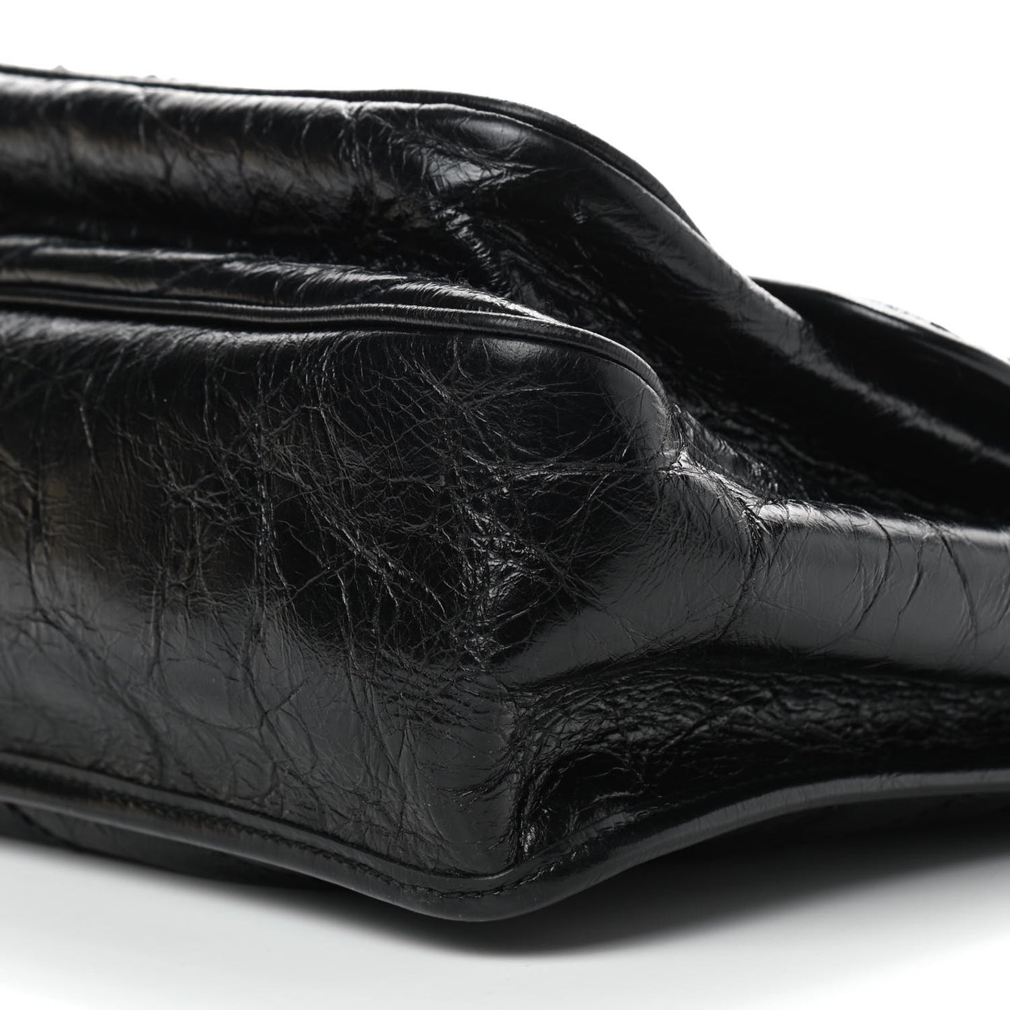 Crinkled Calfskin Matelasse Monogram Large Niki Chain Satchel Black