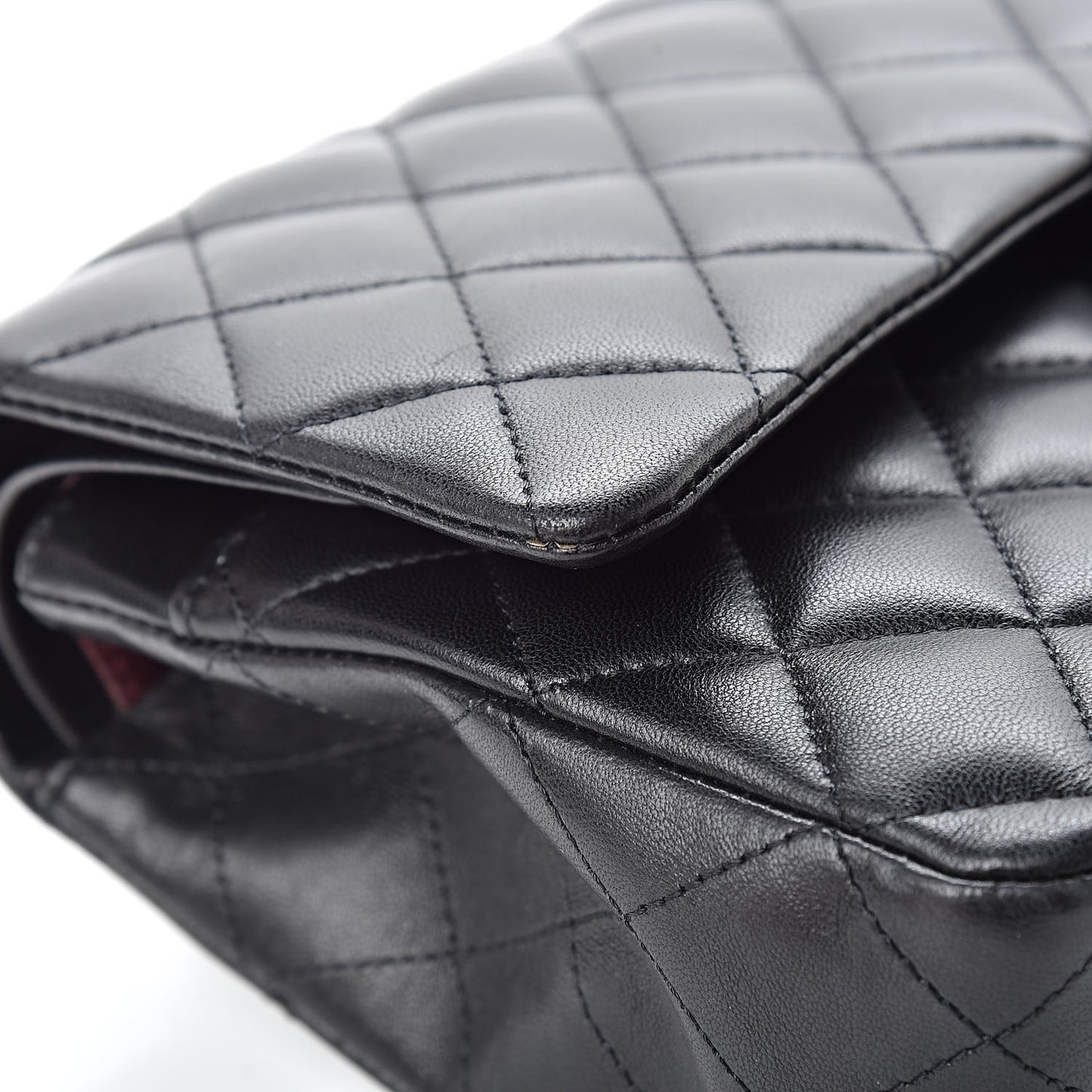 Lambskin Quilted Medium Double Flap Black