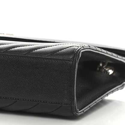 Saint Laurent Grain De Poudre Textured Mixed Matelasse Large Triquilt Monogram Satchel Black 10 of 10